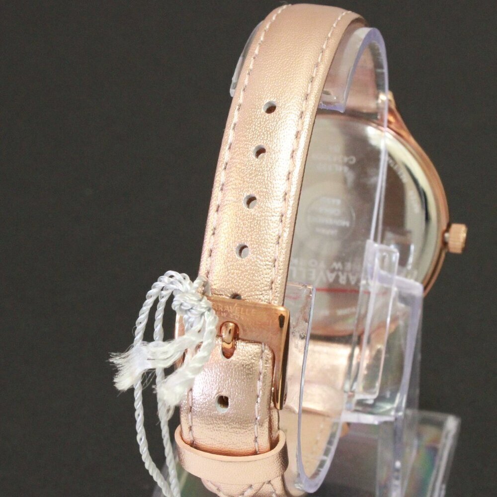 Caravelle Ladies Dress Watch By Bulova Crystal Bezel Dial Rose Gold Tones 38mm - Picture 11 of 12